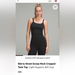 lululemon ebb to street scoop-neck Black Tank Top